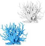 Two pack of TkoYuHm plastic coral ornaments placed inside a clear freshwater aquarium setup