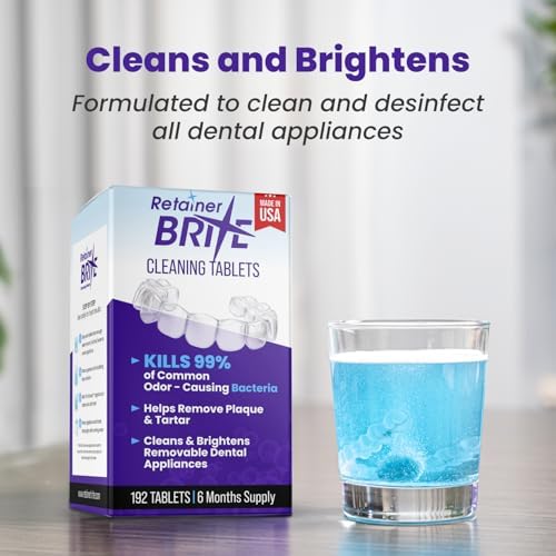 Retainer Brite packaging showing two boxes of dental cleaner