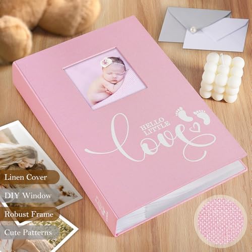 Close up of the embroidered text on the Lanpn baby shower keepsake photobook.