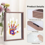 Close up of wooden frame design for handprint keepsake