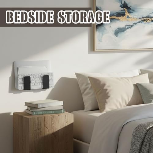 Wall mounted laptop storage shelf in black finish