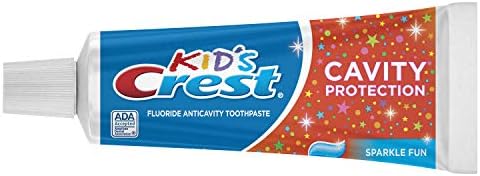 Imported Crest toothpaste for kids featuring the Sparkle Fun blue gel formula.