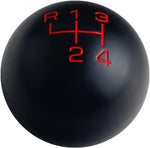 DEWHEL black and red weighted aluminum shift knob front view showcasing gear pattern