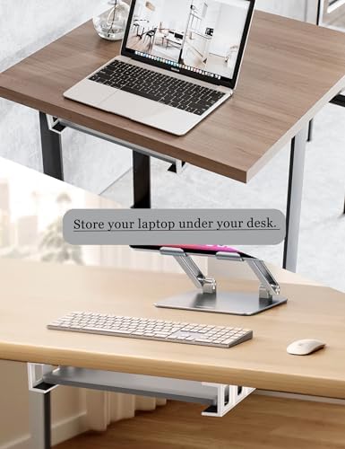 Under desk laptop holder with non-slip padding