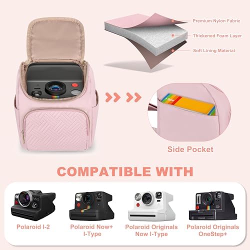 Prokva crossbody carrying case open compartment displaying storage slots for instant film packs