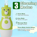 Sanguisync kids toothbrush showing two replacement heads and battery compartment.