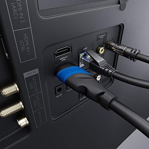High performance digital audio video cable laid out flat showing full length.