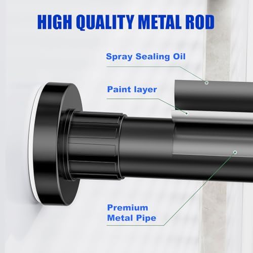 Close up of Ausemku shower rod rustproof material