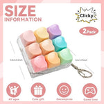 Two piece mechanical keyboard switch clicker keychain with heart shaped buttons