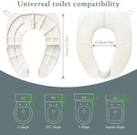 DEEZOMO portable toddler potty seat folded flat next to its matching drawstring storage bag