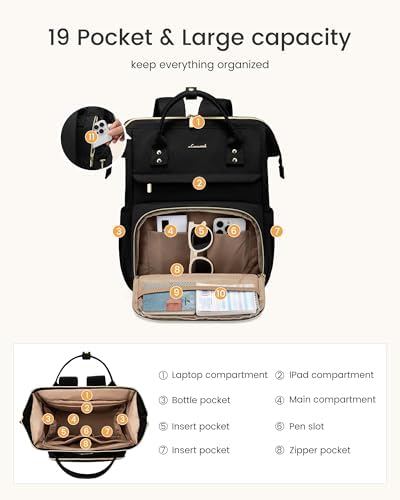 Back view of the travel laptop purse showing the padded shoulder straps and integrated luggage strap.