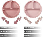 PandaEar pink silicone suction plate with three compartments