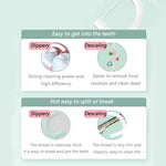 Demonstration of the high tension no shred dental thread gliding safely between teeth for deep cleaning