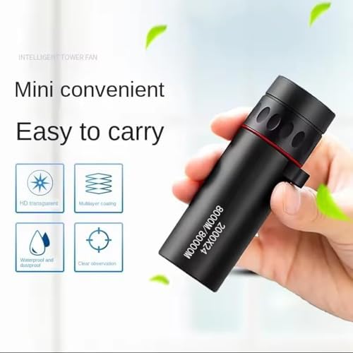 Side angle of the black CFDGEVX handheld pocket single tube telescope showcasing the ergonomic rubberized grip texture.