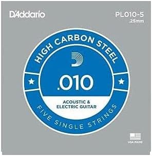 D'Addario PL010-5 guitar string packaging front view