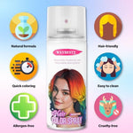 Non sticky temporary hair color spray formula showcased on diverse hair types