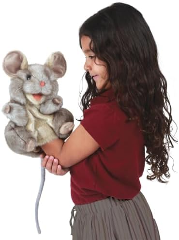 Hand-animated Folkmanis mouse puppet for children