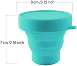 Sky blue foldable silicone container for sterilizing Diva cups in microwave.