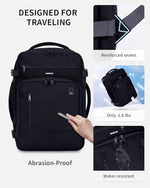 ECOHUB 17" Small Travel Backpack, United Airlines Personal Item Bag 17x10x9 with 16 Pockets, Water Resistant Rucksacks Fit 15.6" Laptop, AirTag Pocket, Lightweight Casual Daypack, 25L, Black - Image 7