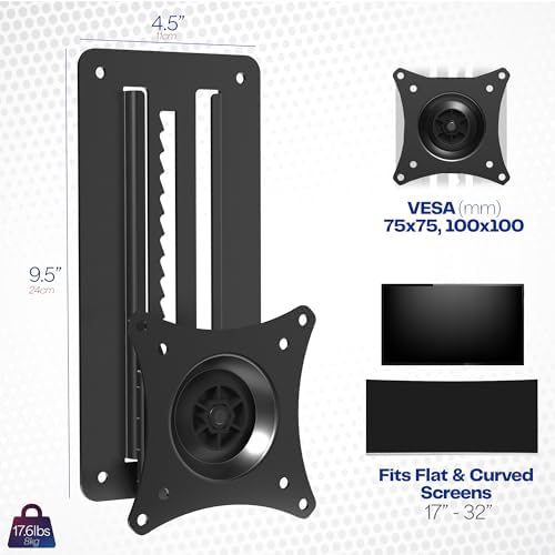 Vivo monitor mount demonstrating height adjustment range on wall