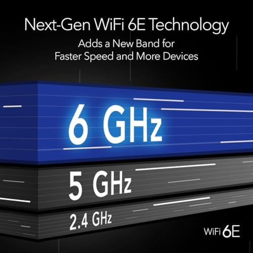 NETGEAR WiFi 6E network router unboxed view showing included ethernet cables and power adapter components
