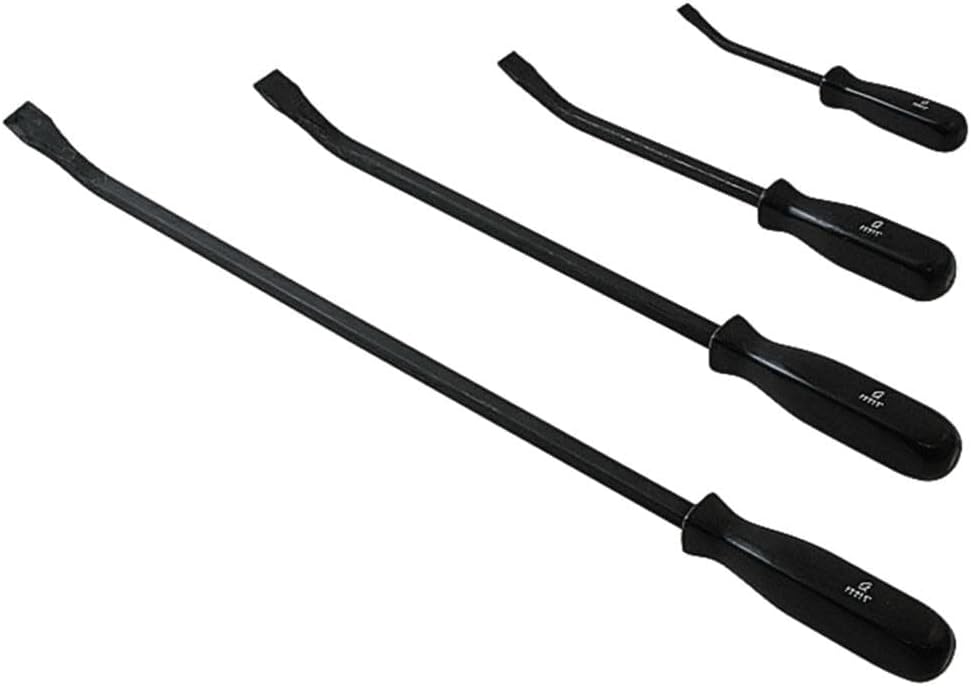 Sunex tools pry bar set front view showing all four sizes and ergonomic handles.