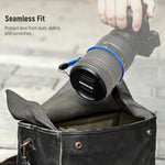 Soft premium microfiber cleaning cloth included with the Neewer lens cover kit wiping away fingerprints effortlessly.