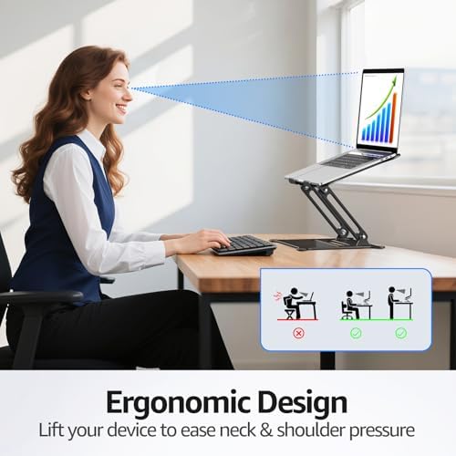 Urmust laptop notebook holder stand with non slip silicone pads securing a premium notebook.