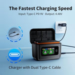 Side view of the action camera smart charger hub showcasing the compact form factor and premium finish.