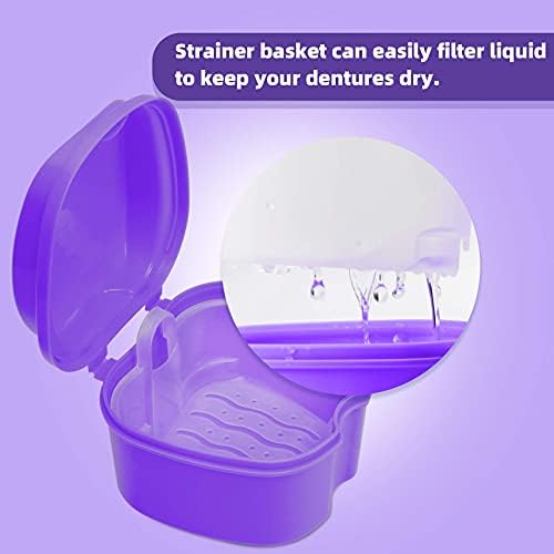 Annhua purple denture bath box used for soaking orthodontic retainers.