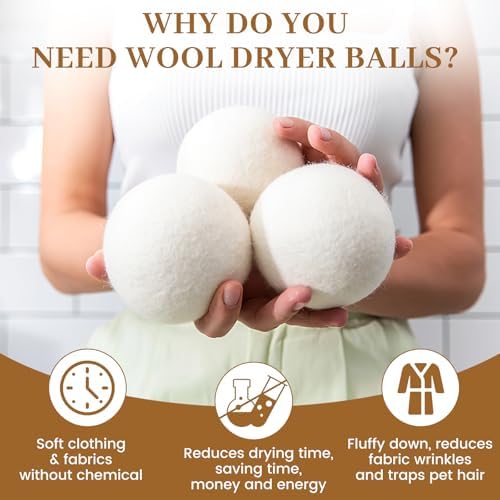 Premium unscented wool laundry balls displayed with essential oil custom scenting
