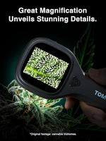 TOMLOV P10 Evo pocket digital magnifier showing the compact black design ideal for jewelry and gemstone inspection