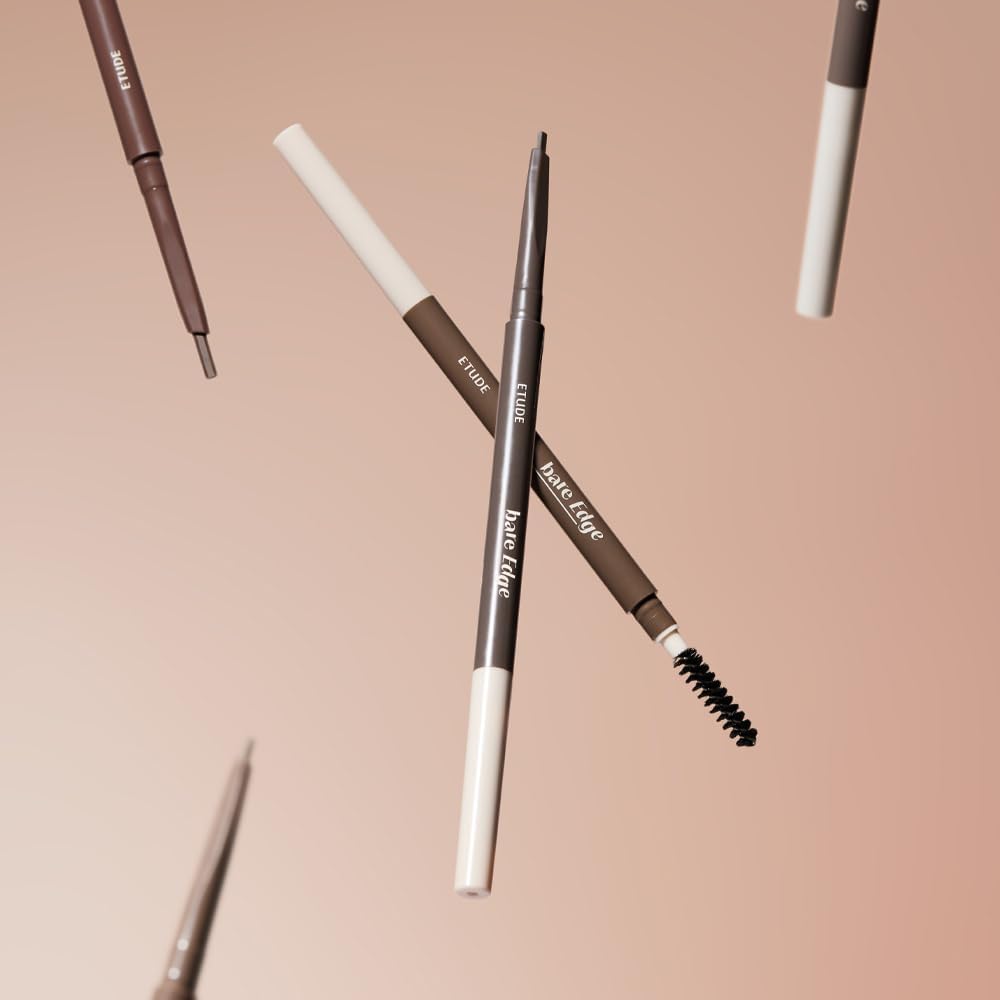 Smudge proof ETUDE Korean eyebrow makeup pencil lifestyle product shot.