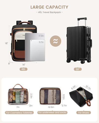 Three matching travel packing cubes and shoe bag included with the LOVEVOOK rucksack