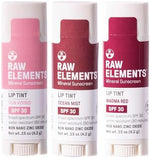 Raw Elements Tinted Lip Sun Kissed, Ocean Mist, Magma Red SPF 30 .15 oz Sunrise Pack - Image 1