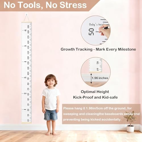 Black and white canvas growth ruler showing inch and centimeter measurements