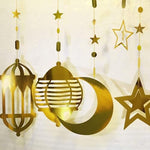 Pre-strung Eid Mubarak streamers showing varying banner heights ranging from 4.4 to 12 inches high.