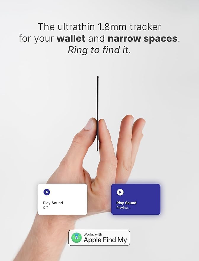 Waterproof rechargeable tracker card being splashed with water to showcase its durable IP68 weather resistance capabilities.
