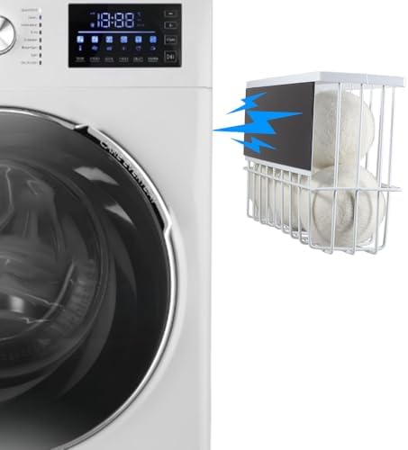 Dimensions and capacity overview of the white Picowe laundry room organizer basket.