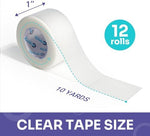 Hypoallergenic and latex free clear medical adhesive tape packaging.