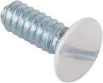 Oval head milled slot switch plate screws close up