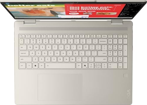 Lenovo Yoga 7 portable computer in flat tablet configuration highlighting the included stylus pen functionality.