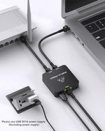 Black sheiaier 1000mbps internet connector showing the input port and included usb power cable