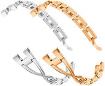 C2D JOY X-shape dressy metal wristband with adjustable folding clasps for women