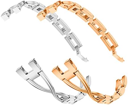 C2D JOY X-shape dressy metal wristband with adjustable folding clasps for women