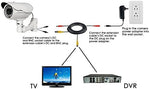 Two separate rolls of twenty-five-foot weather-resistant coaxial security wires with included adapters.