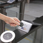 A single black dcvbny reusable RFID key card token showing the detailed dimensions and lightweight design for personal keychains.