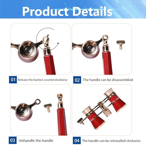 Gegong red retro opera glasses side angle perspective showcasing premium metal material selection