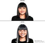 Demidemand gray hair coverage results on premium hair swatch booklet.