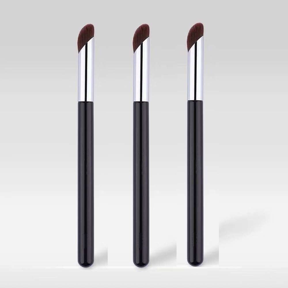 Salocy 3 Pieces Angled Concealer Brush Set front view showing black handles and synthetic bristles.